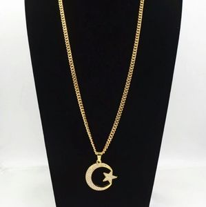 Crescent Moon Star Necklace Muslim 